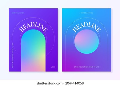 Background templates with gradient shapes in vibrant colors. For covers, branding, social media, posters and more. Vector, can be used for printing.