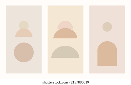 background templates. Minimalist aesthetic. Set of vector abstract neutral earthy posters design for background, cover, wallpaper, print, card, wall decor, social media, stories, branding.