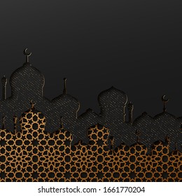 Background with temples and mosques Arabic style. vector illustration