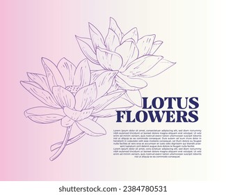 Background templet design, lotus flower, sketch with gradation color, with text dummy.