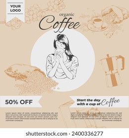 Background templet, flyer, coffee, coffee beans, with dummy text. Perfect for coffee brand promotion background templet.