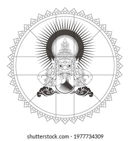 Background Templete Thai Zodiac Board Rahu. Vector illustration