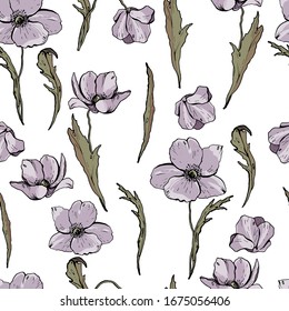 Fondo de flores tiernas de primavera.Patrón sin problemas. Gráficos vectoriales.