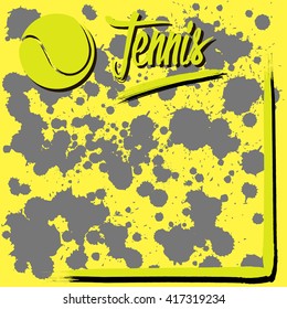 Background with tennis and blots. Vector illustration