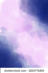 Background with testure watercolor clouds in blue. Clearance in the clouds, hope.