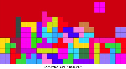 Background Tetris game. Colored shapes. Children's texture.Vector background.