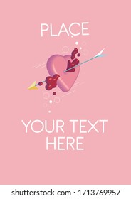 a background for text with 3D heart and arrow 