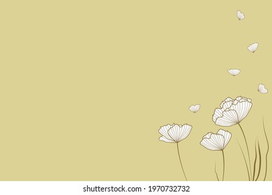 Background for text with abstract stylish flowers and petals in the corner. Vector illustration for advertising, menu, presentation, magazine, cover.