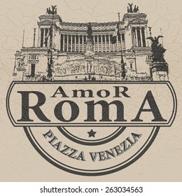 background with text amor roma on vector illustration