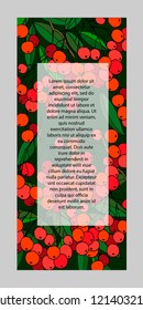 background for text, banner with berries of mountain ash