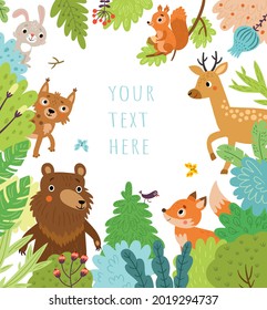 Antecedentes del texto con animales del bosque adorables