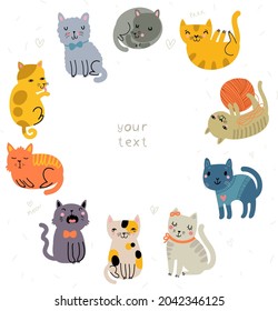 Antecedentes del texto con gatos lindos y divertidos