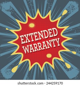 Background with text Extended Warranty, vector illustration