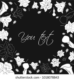 The background for the text. Floral print. Chalk on the Board.
