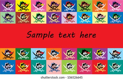 background text frame with  multicolored flags jolly Roger