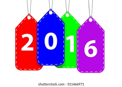 Background - Text Happy New Year (2016), isolated on white
