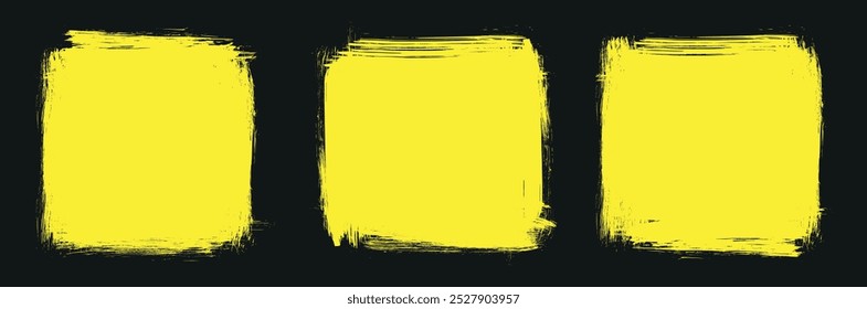 Plano de fundo para texto. Conjunto de banners de traços grunge isolados. Pintura preta. splatter abstrato grunge com efeito de meio-tom. Traço de tinta do pincel
