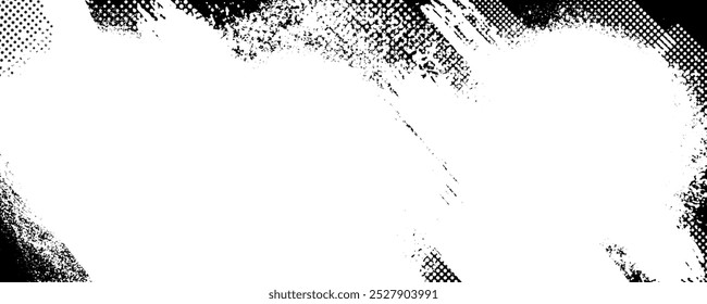 Hintergrund für Text. Vereinzelte Grunge-Spuren Banner-Set. Schwarze Farbe. abstrakter Schmutzspritzer mit Halbtoneffekt. Pinselstrich