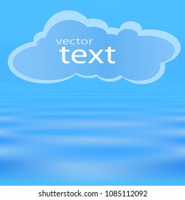 Background for text on blue water and clouds, a banner that would write on the waves of the sea or ocean. Simple non-distracting of 3D background with the sky.