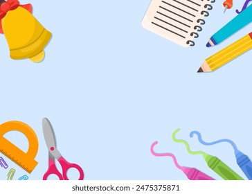 Background for text with vector illustration-school supplies. Education for students