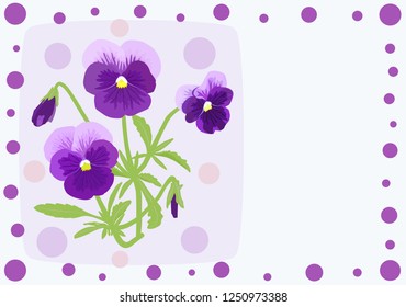 Background for text with viola flower. Vector.