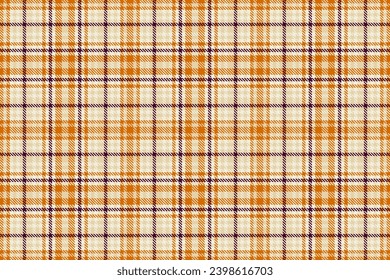 Background textile fabric of texture tartan vector with a plaid check pattern seamless in light and orange colors.