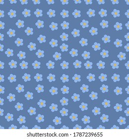  Background for textile, paper and other print and web projects.Seamless floral pattern. Background in small blue flowers on a blue background for textiles, fabrics, cotton fabric, covers, wallpapers.
