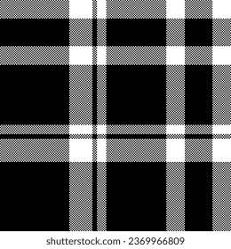 Background textile seamless of plaid fabric tartan with a texture check pattern vector in black and white colors.