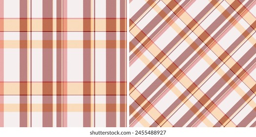 Vector textil de fondo de textura tartán sin costuras con un patrón de cuadros de tela a cuadros establecidos en colores de alimentos.