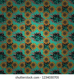 Background texture in black, green and red colors. Vector illustration. Endless floral abstract seamless pattern.