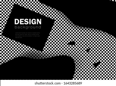 Background texture with black, white squares, cubes. Abstract mosaic  for banner, poster, flyer, card, postcard, cover, brochure. Geometric   liquid element.  Vector illustration.