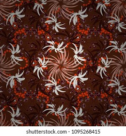 Background texture in blue, black and brown colors. Endless floral abstract seamless pattern.