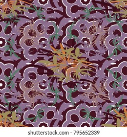 Background texture in brown, purple and neutral colors. Vector illustration. Endless floral abstract seamless pattern.
