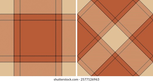 Background texture check of plaid seamless tartan with a vector textile pattern fabric. Set in fall colors. Modern duvet covers for the bedroom.