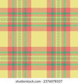 Background texture check of seamless tartan plaid with a pattern fabric textile vector in khaki and red colors.