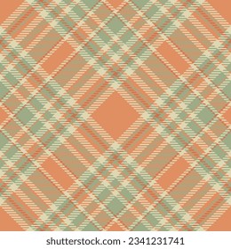 Background texture check of textile pattern plaid with a vector seamless tartan fabric in orange and pastel colors.