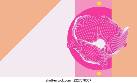 Background texture with different geometric pattern for poster cover design. Vector banner template in pink color scheme