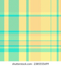 Tejidos de textura de fondo de tartán de chequeo de plaid con un patrón vectorial sin fisuras en colores ámbar y amarillo.