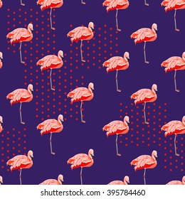 background texture flamingo vector illustration.  tropical theme, the idea of textiles, fashion trend, flamingo pattern on a white background.
