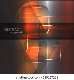 Background texture with glowing frames and splines for themes of science, computers and technology