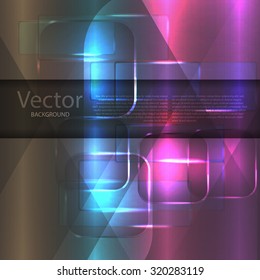 Background texture with glowing frames and splines for themes of science, computers and technology