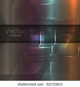 Background texture with glowing frames and splines for themes of science, computers and technology
