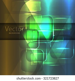 Background texture with glowing frames and splines for themes of science, computers and technology