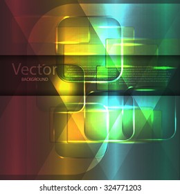 Background texture with glowing frames and splines for themes of science, computers and technology