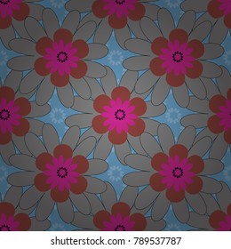 Background texture in gray, brown and magenta colors. Vector illustration. Endless floral abstract seamless pattern.