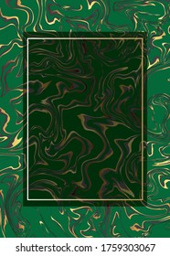 Background with texture of green and golden marble. Can be used for wedding invitations.