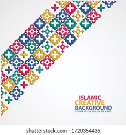 Background texture for greeting design eid mubarak with Islamic ornamental colorful detail of mosaic.Vector illustration.