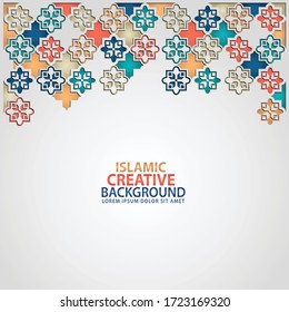 Background texture for greeting design eid mubarak with Islamic ornamental colorful detail of mosaic.Vector illustration.