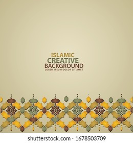 Background texture for greeting design Ramadan Kareem with Islamic ornamental colorful detail of mosaic.Vector illustration.