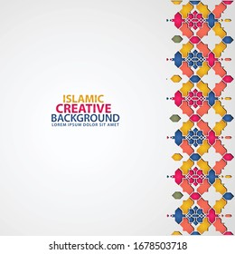 Background texture for greeting design Ramadan Kareem with Islamic ornamental colorful detail of mosaic.Vector illustration.